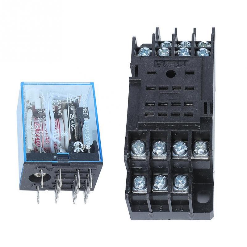 MY4NJ 14Pins Четыре нормально открытых Четыре нормально закрытых реле мощности с небольшой катушкой и основанием