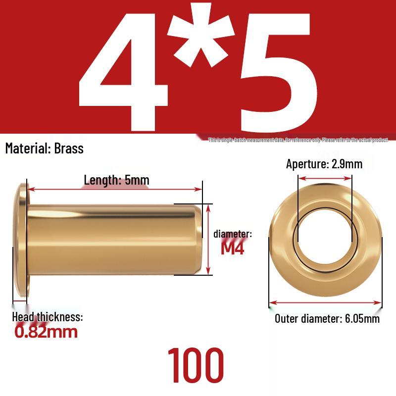 Pure Brass Hollow Rivets & Copper Eyelets Fasteners M1.3–M5