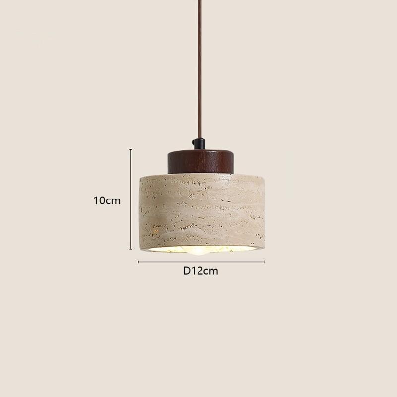 Желтый травертин Камень Подвесные светильники в японском стиле Спальня Столовая Деревянный подвесной светильник Простая ретро подвесная лампа