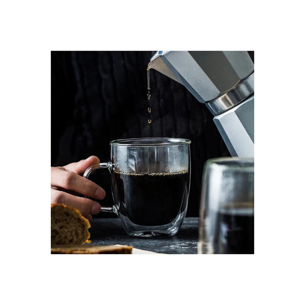 Боросиликатный стакан для кофе и презентаций с двойными стенками и ручкой, 250 мл.