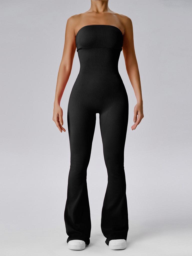 JYL Бесшовный костюм для йоги с запахом, комплект для фитнес-тренировок с расклешенными брюками