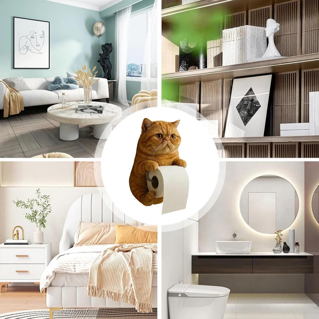 Держатель для бумажных полотенец в виде кота, забавный держатель для бумажных полотенец в виде кота в 3D, настенная стойка для хранения туалетной бумаги для ванной и кухни
