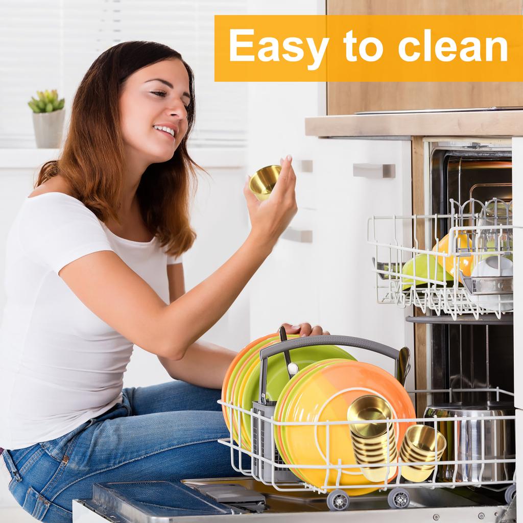 12Pcs Sauce Dipping Bowl 304 Stainless Steel Dipping Cups Round Sauce Dishes 45/55ml Mini Reusable Seasoning Cups Dipping Cups