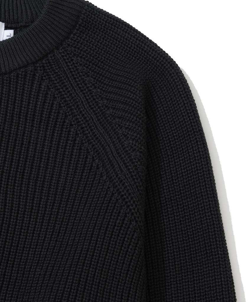 KNITTED [Nitied X Fashion Planet] Cotton Waffle Round Knit Black