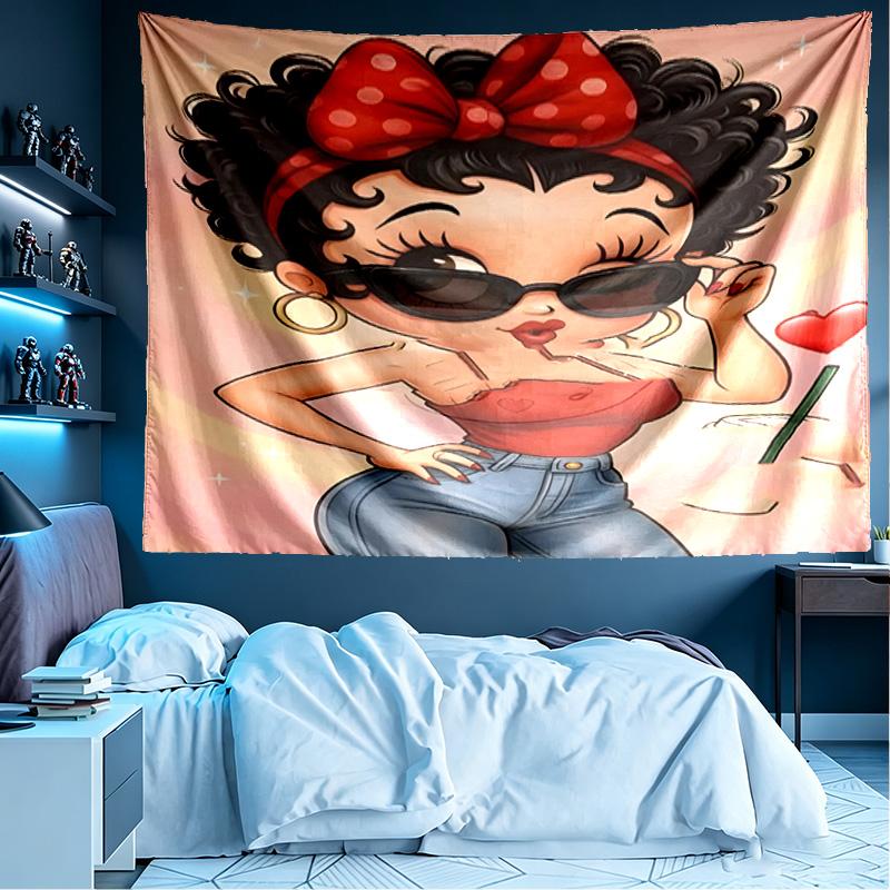 Betty Boop Print Tapestry, Lightweight Wall Hanging, for Bedroom, Dorm, Living Room, Home Art Decor - Birthday Christmas Gift for Friends