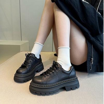Маленькие кожаные туфли на шнуровке в стиле колледжа, женские весенние новые повседневные универсальные одинарные туфли на платформе