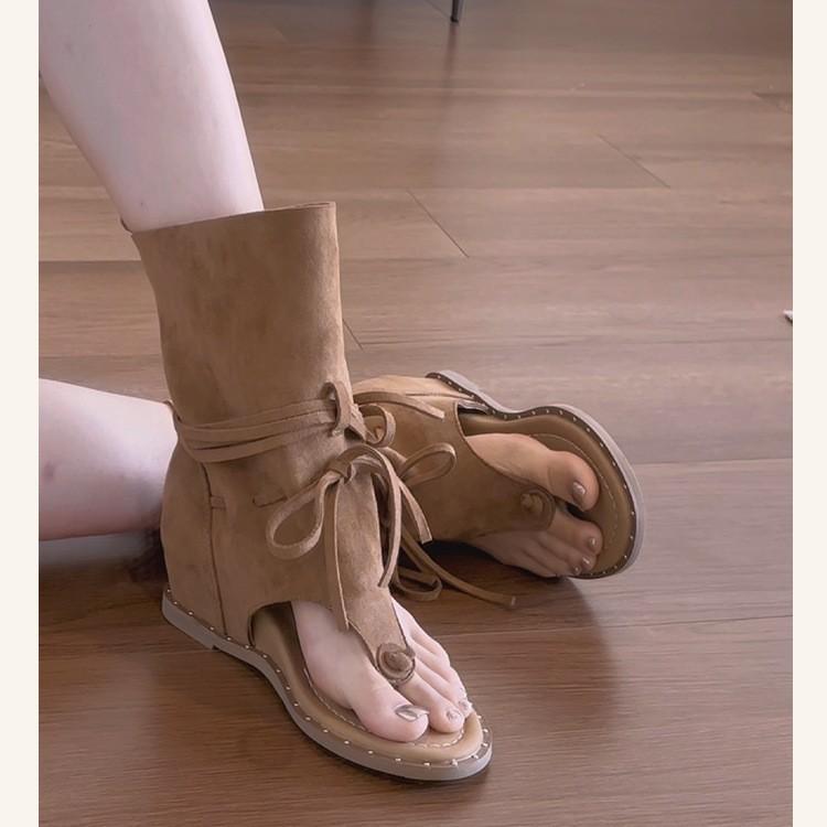 Винтажные универсальные ботильоны с круглым носком и бахромой на каблуке, с открытым носком, крутые нишевые западные ботинки, ремешок, носок "елочка", римские сандалии женские