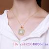 Green Jade Pendant Chinese Gemstone Fashion Women Chalcedony Natural Necklace Gifts Amulet Zircon 925 Silver Crystal Jewelry