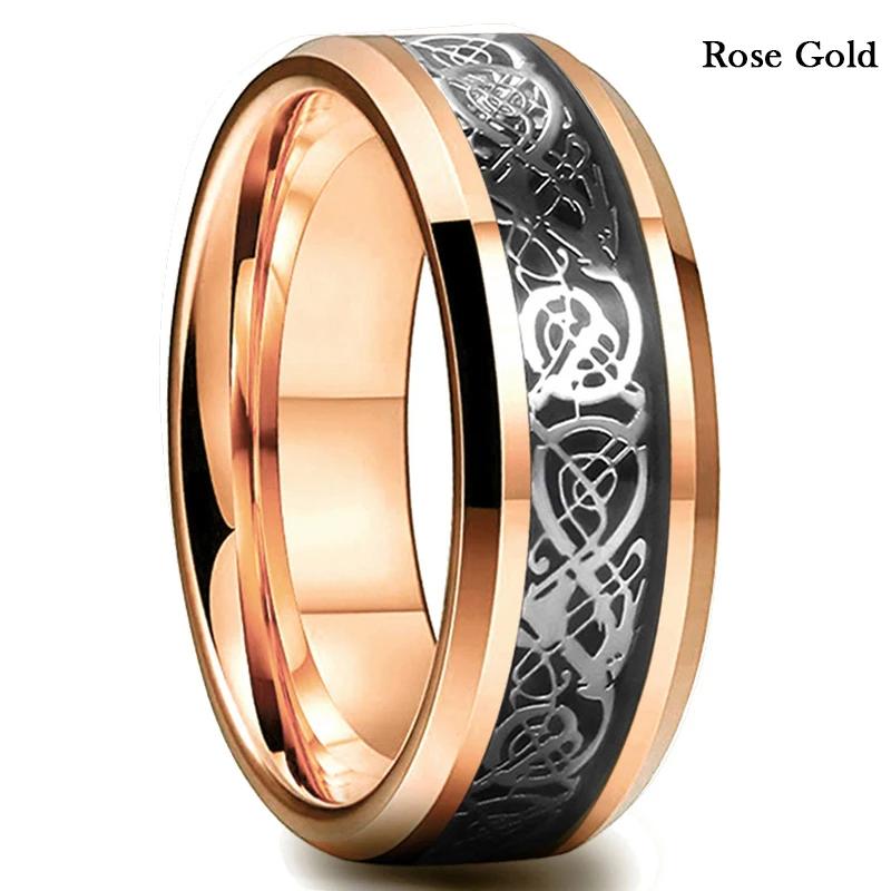 Vintage CopperColor Titanium Stainless Steel Rings for Men Black Carbon Fiber Ring Wedding Jewelry Christmas Gift Accessories
