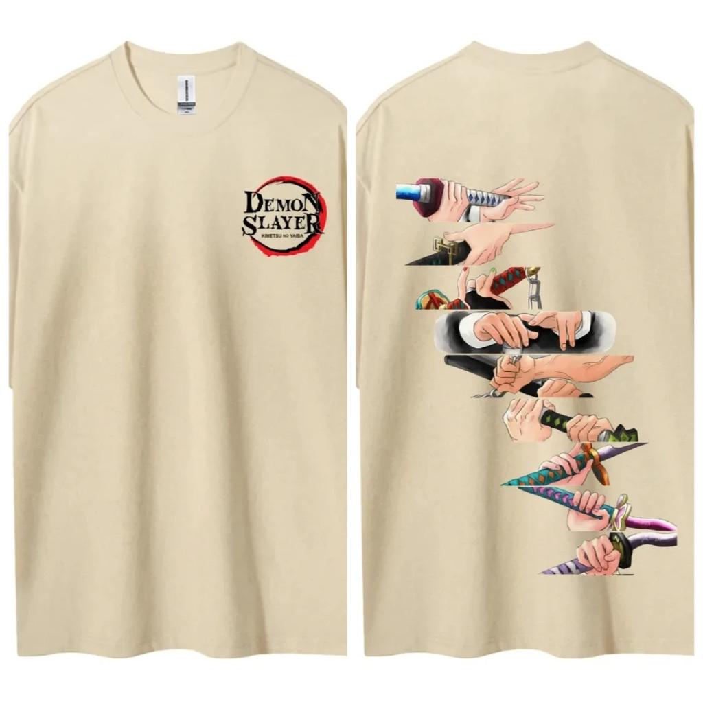 Hot Sale Anime Peripherals Demon Slayer Manga Graphic Print Short-sleeved Men Women Cotton Comfortable Soft  Loose Casual Oversized Top Summer New Tee