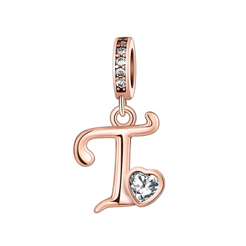 Новый медный с покрытием Rose Gold, Light Gold, двухцветный, с 26 английскими буквами, подвеска-шарм, совместим с браслетами, ожерельями, для самостоятельного изготовления украшений