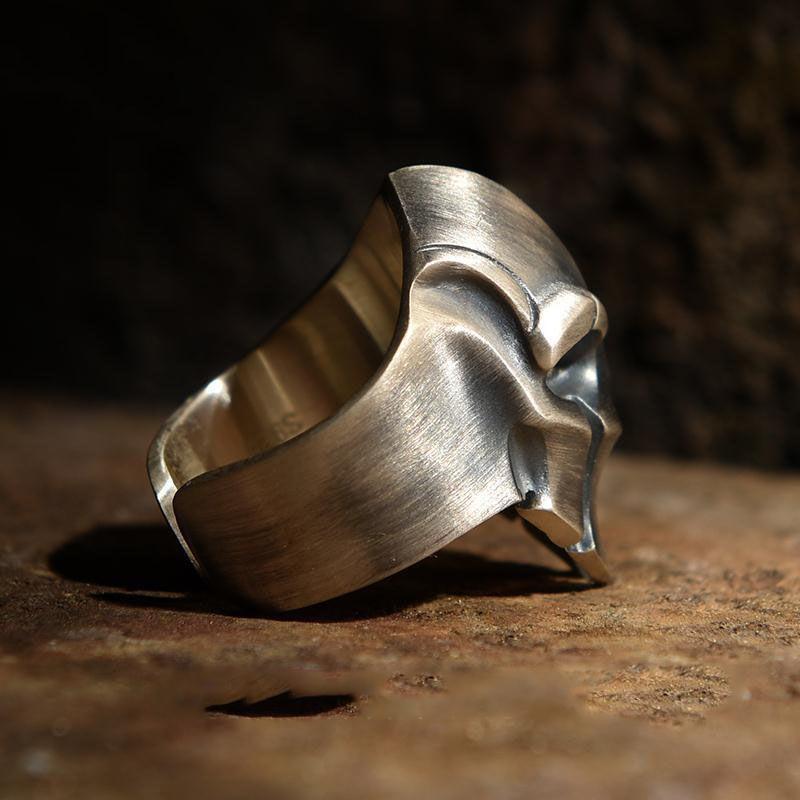 Серебряный спартанский шлем креативного ремесленного дизайна без инкрустации, преувеличенное властное мужское открытое регулируемое кольцо в стиле ретро