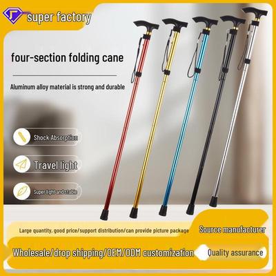 Телескопическая складная трость для ходьбы из алюминиевого сплава: Регулируемая, противоскользящая, усиленная 5-секционная трость для пожилых людей.