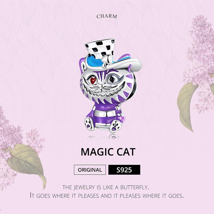 WOSTU Стерлингового серебра 925 пробы, модные разноцветные подвески с волшебным котом, бусины для женщин, подходят для оригинального браслета «сделай сам», ожерелье, ювелирные украшения