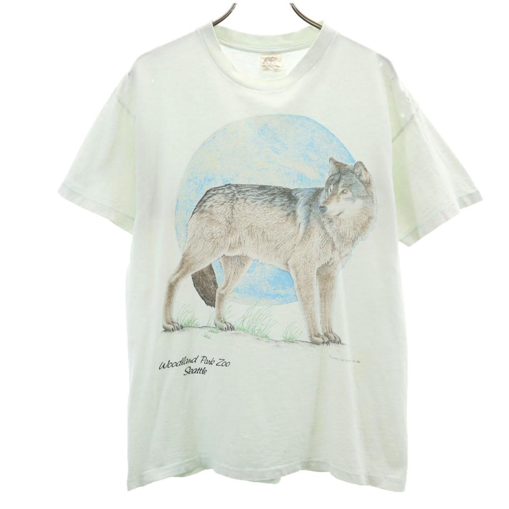 HABITAT 90s Made In USA Old Wolf Short Sleeve T-shirt Men's Used