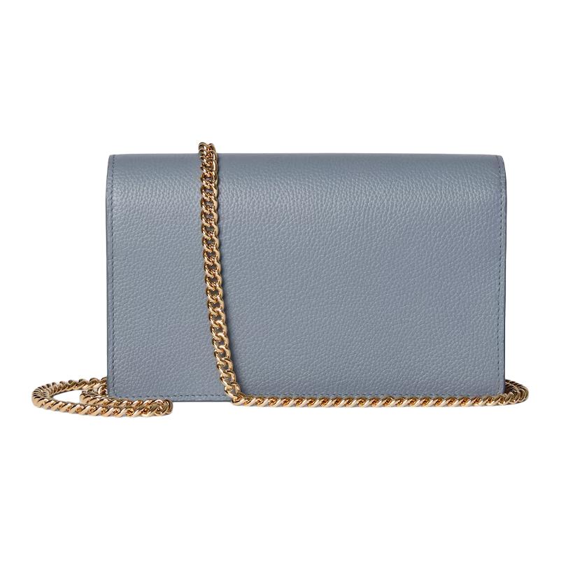 Gucci Double G Metal Logo Leather Shoulder Bag Women Shoulder Bag Light-Blue Beige 497985-AAE5F-1642
