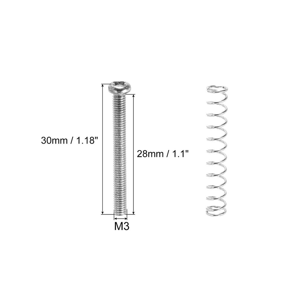 Винты для крепления защитной накладки на гитару PATIKIL с пружиной M3x30 мм, винты для крепления кольца звукоснимателя с двойной катушкой для электронной гитары, серебристые, упаковка из 4 шт.