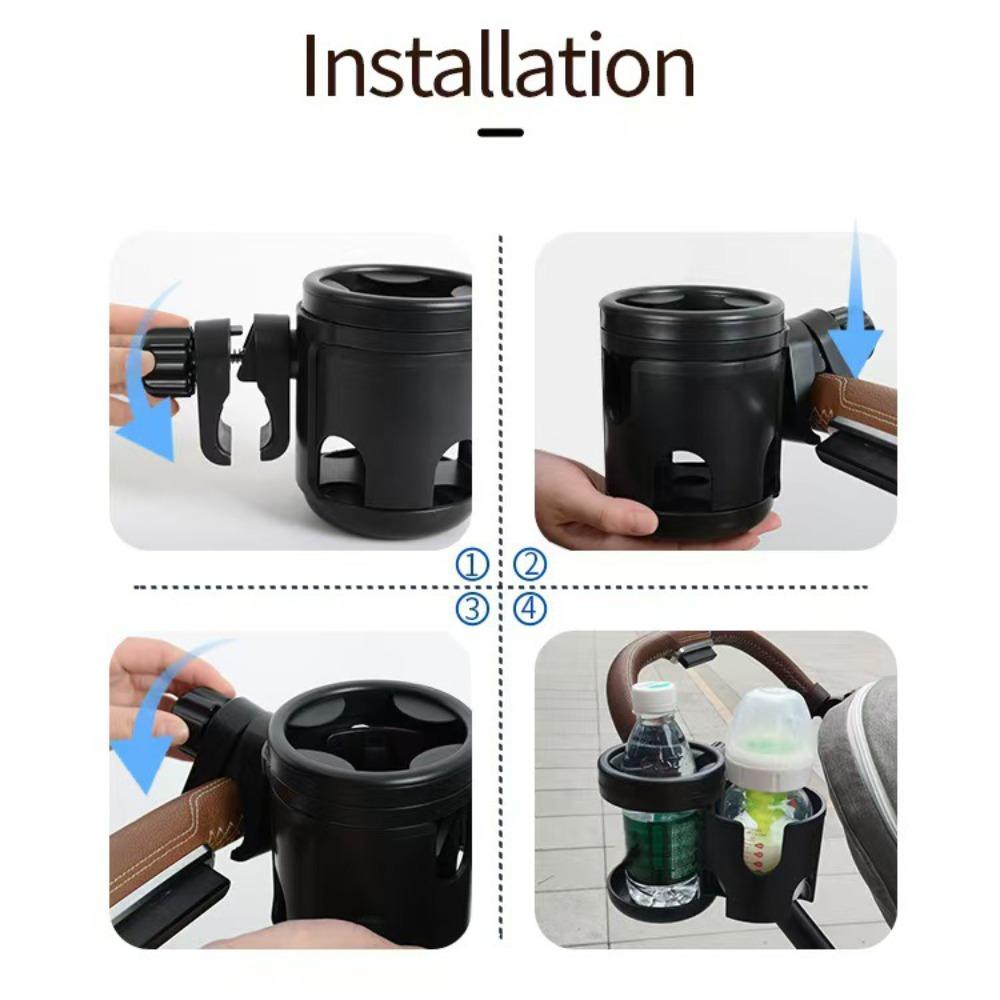 Easy To Install 2 in 1 Baby Stroller Cup Holder Adjustable Trolley Drinks Holder Bikes