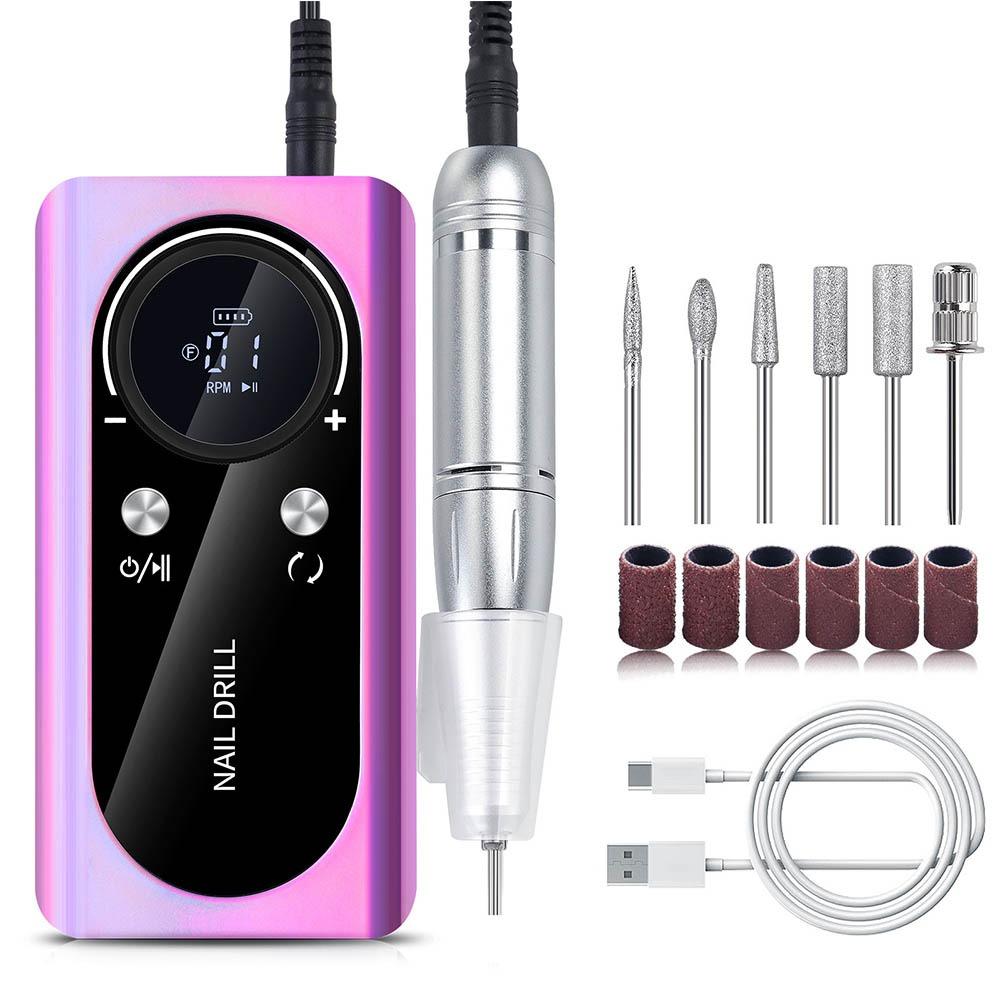 45000RPM Electric Nail File USB Rechargeable Nail Sander File Nail Drill Machine  Professional Use