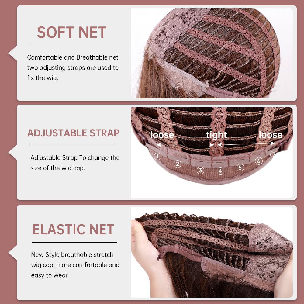 Long Layered Synthetic Wigs Orange Red Straight Bang Ombre Wig With Dark Roots Heat Resistant for Black Women Halloween Cosplay