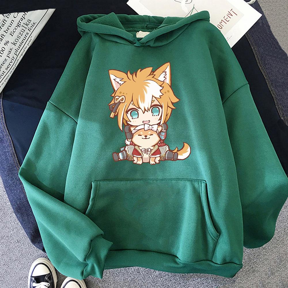 Gorou толстовка женская Harajuku графический Genshin Impact толстовки унисекс зимние мультфильм эстетические пуловеры кофты Genshin толстовка
