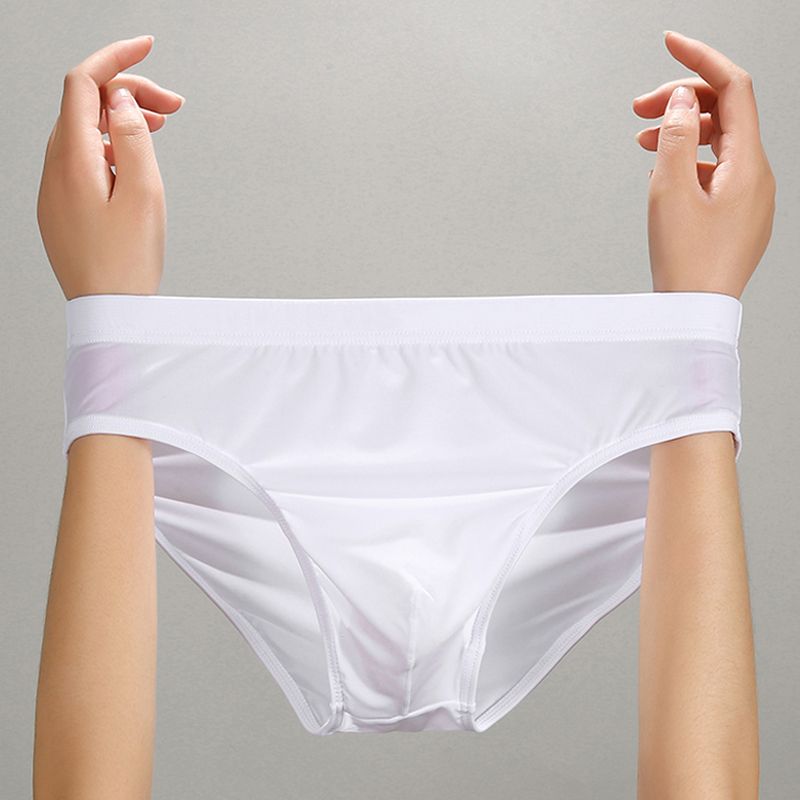 Мужские трусы из ледяного шелка, нижнее белье, бесшовные мужские дышащие трусы, мужские U-мешочки, сексуальное мужское нижнее белье, трусики