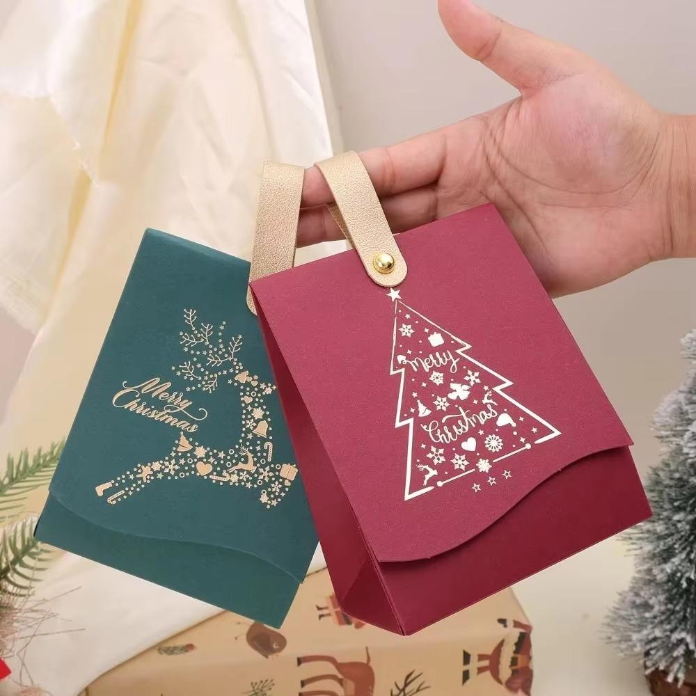 10PCS Thickened Card-stock Merry Christmas Candy Gift Box Christmas Gift Paper Bag New Year