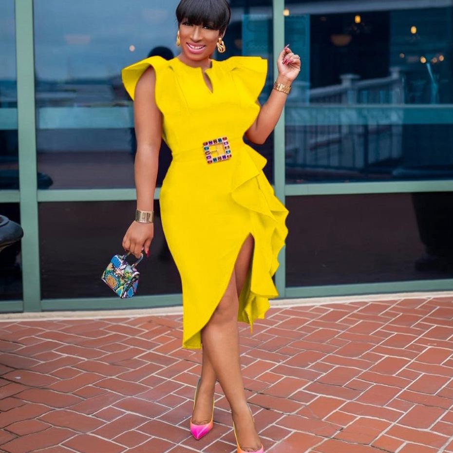 Женское платье больших размеров, однотонное, с разрезом больших размеров, нерегулярные банкетные платья, платья