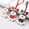 Schnauzer Dog Keychain PU Leather Animals Keyring Hanging Ornament Backpack Handbag Charm Gift For Men Women Korean Bag Charms