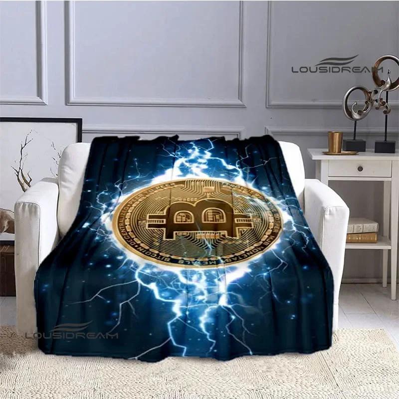 Одеяло Bitcoin Fashion Printed Детское теплое одеяло Мягкое уютное одеяло из фланели Одеяло для дивана-кровати Дорожное одеяло Подарок на день рождения