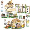 Mini Camping Picnicking Building Blocks MOC Barbecue Grill Camping Tent Coffee Truck Model Toy Bricks Children Birthday Gift