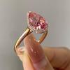 Luxury Supply Gold Ring Female, Pink Diamond Water Drop High Carbon Zircon Diamond Ring Ring Direct Sales