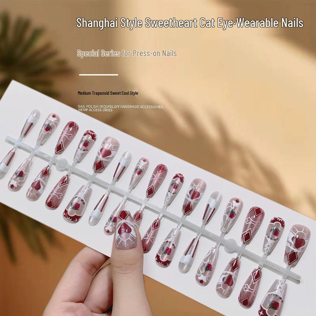 Spring Collection Cat Eye High-End Wearable Nails - Pre-Finished, Stylish Fake Nails (Styles 363-460)
