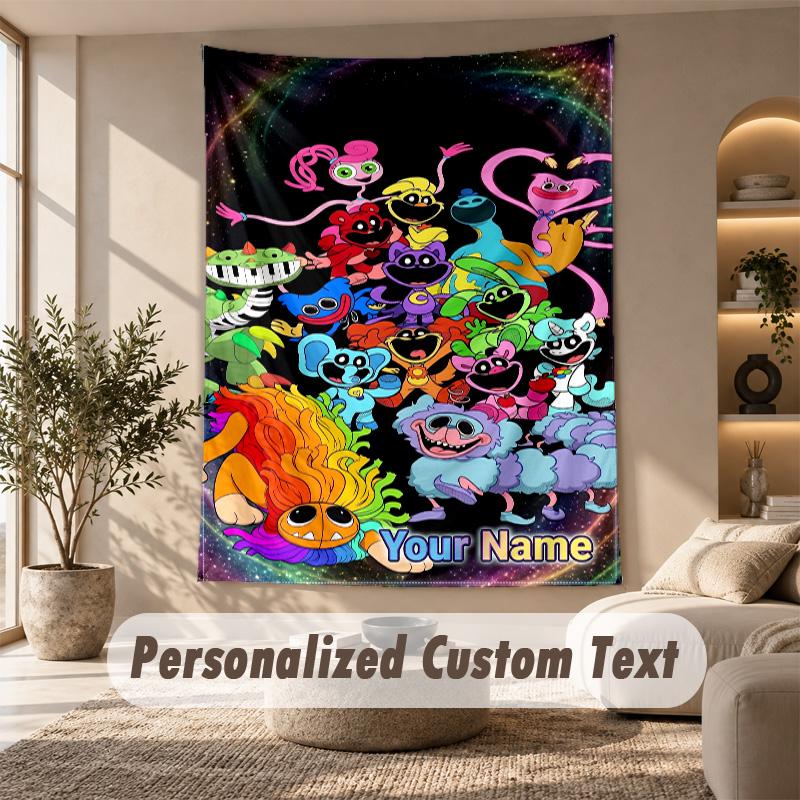 Poppy Playtime Tapestry, Personalized Custom Text, Wall Hanging Tapestry For Living Room Home Wall Decor