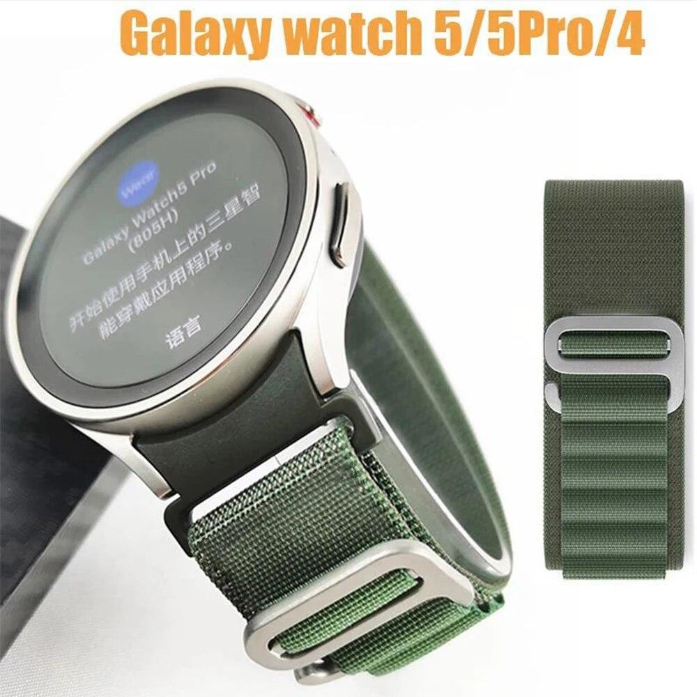Ремешок для часов 20 мм для часов Samsung Galaxy watch 5, 6, 4, 44 мм, 40 мм, нейлоновый браслет-петля Alpine, 46 мм, correa watch4 classic 5 Pro, ремешок 45 мм