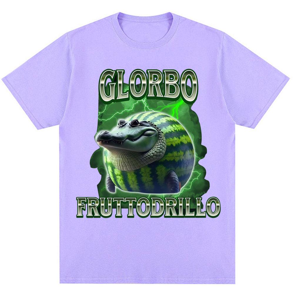 Забавная футболка с мемом Glorbo Fruttodrillo, итальянская мода с мозговым гниением, юмористические футболки, мужские, женские, свободные, хлопковые, повседневные футболки, уличная одежда