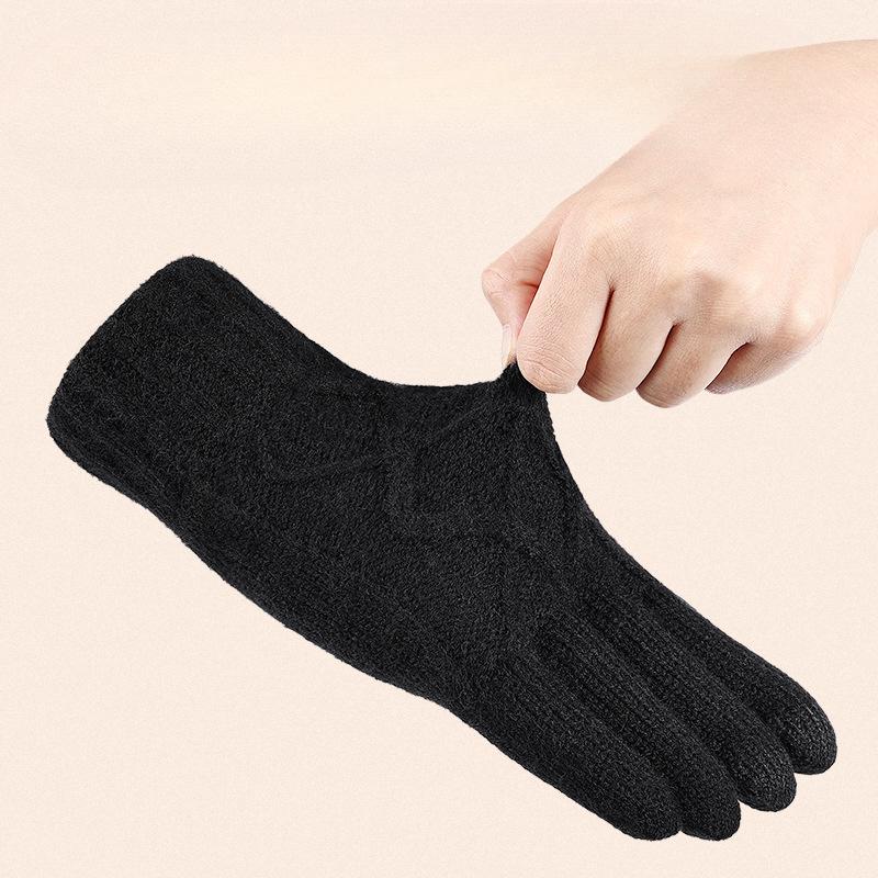 Зимние перчатки Теплые Плюс Бархатные Утолщенные Сенсорные Вязаные Перчатки для Женщин Для Зимней Езды на Северо-Востоке Письма Ветрозащитные Перчатки