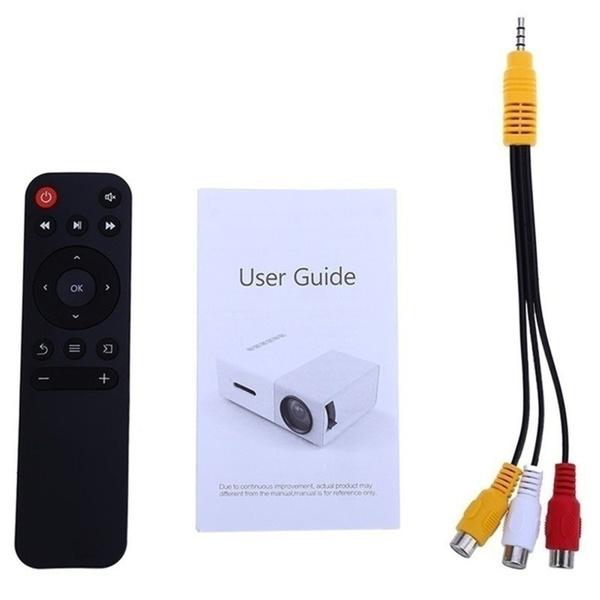 HD 1080P Mini Video Projector LED Home Theater Projector Supports Smart Phones, Laptops and AV, USB, SD Card, HDMI Interfaces, for Home Entertainment