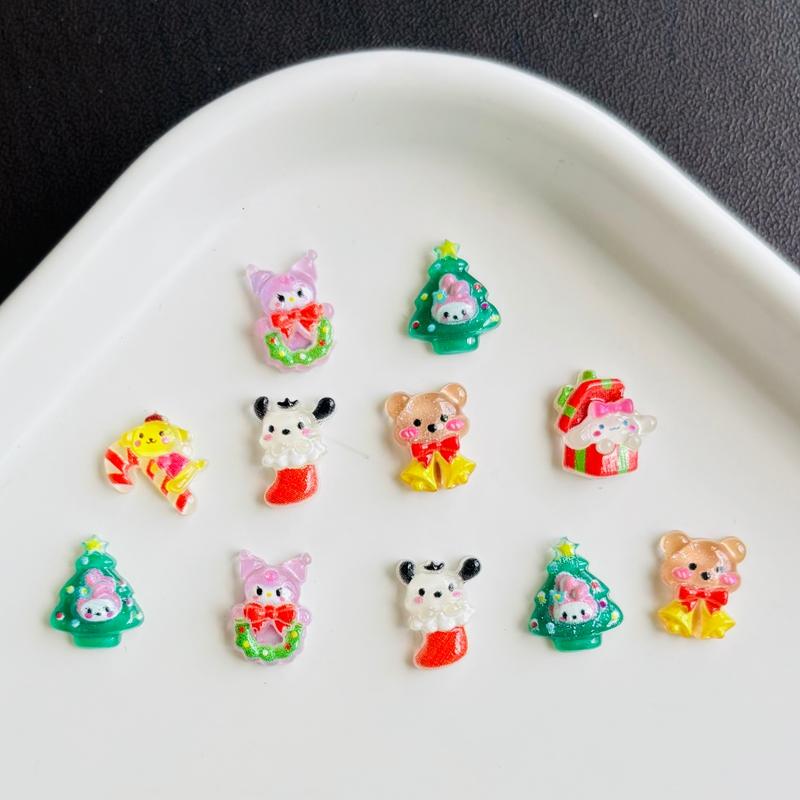 60Pcs New Mini Cartoon Cute Christmas Series Resin Flat Back Scrapbook Diy Nail Decoration Component Holiday Gifts A139