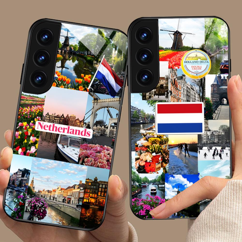 Netherland Dutch Flag Glass Mobile Phone Case for Samsung Galaxy S26 S25 S24 S23 S22 S21 S20 Note20 Plus FE Ultra Colorful Cover