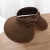 Hat Big Brim Sun Visor Roll-Up Beach Cap Bow Empty Top Cap Weave Sun Cap Sun Hat Packable Straw Hat