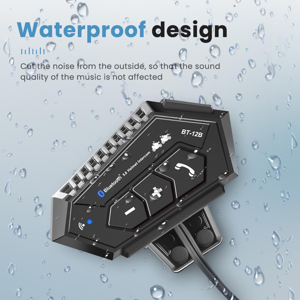 Music Interphone Bluetooth 5.0 Motorcycle Helmet Intercom Headset Waterproof 300m Intercomunicador Speaker Earphone