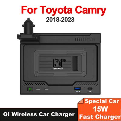 Автомобильное беспроводное зарядное устройство QI 15 Вт для Toyota Camry 2018-2023, подставка для телефона, мобильное крепление, модификации, аксессуары для интерьера