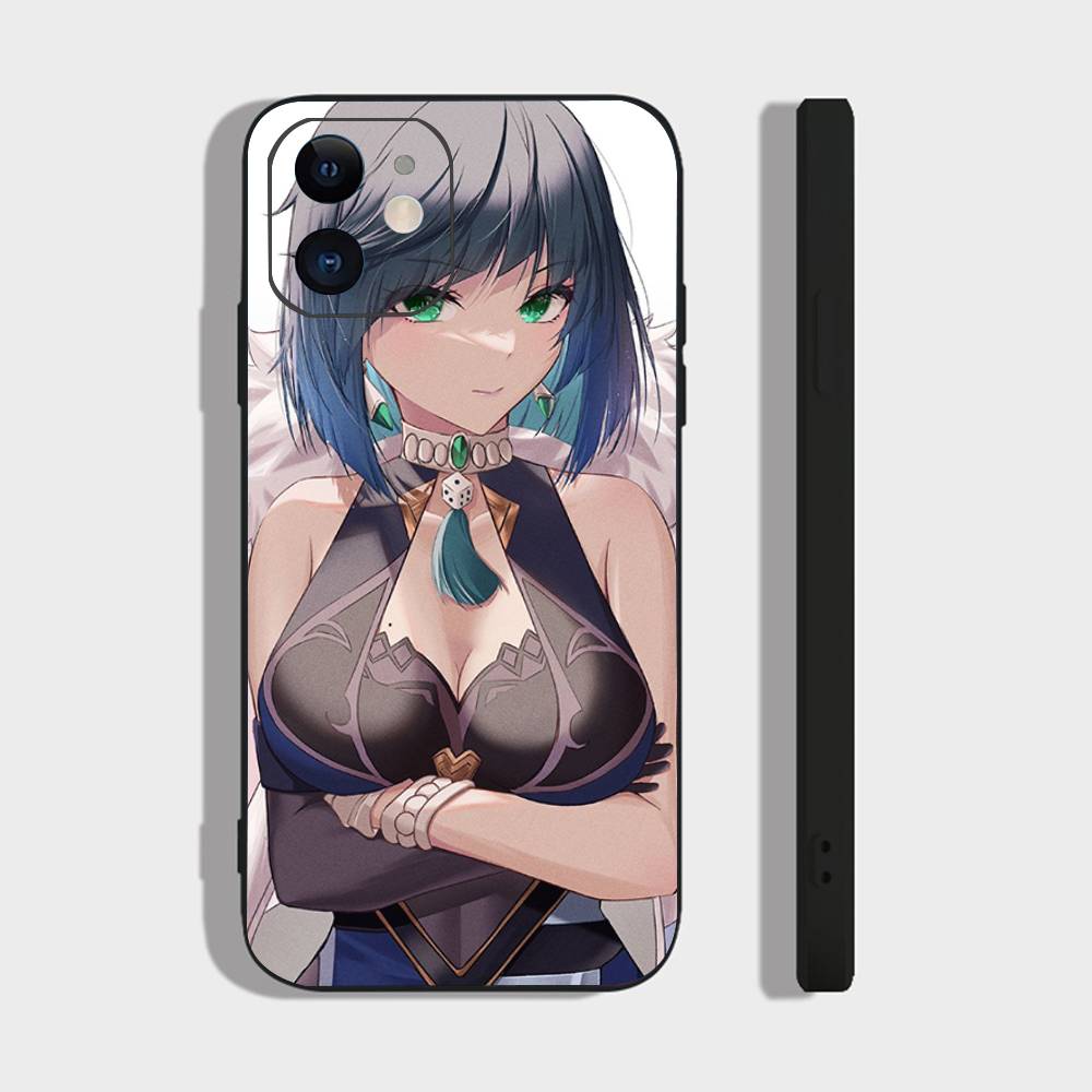 Чехол для телефона Yelan Anime Game Genshin Impact для iPhone 17 Air 16 15 14 13 Pro Max 11 12 Черный силиконовый чехол