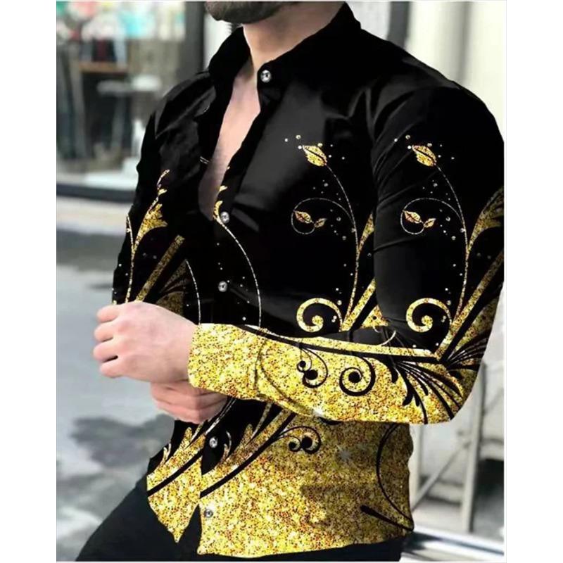 Новая мужская линия в стиле business casual, рубашка с 3D-принтом, формальная, весенне-летняя, с лацканами, с длинным рукавом, размеры XS-5XL, рубашка из эластичной ткани, 2024
