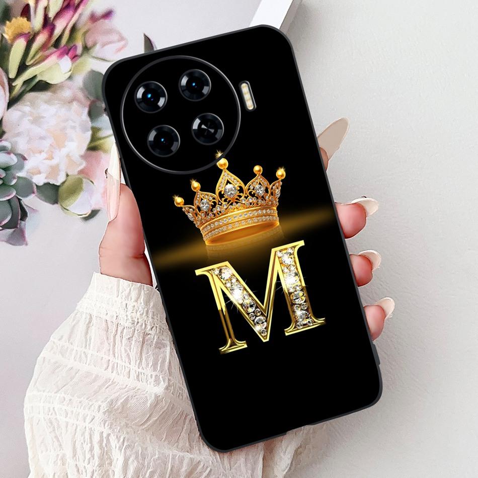 Для Tecno Spark 20 Pro+ 20Pro 20 20C Модный чехол для телефона с буквой-короной Для Spark20 20 Pro Plus Черный Силиконовый Мягкие чехлы Бамперы