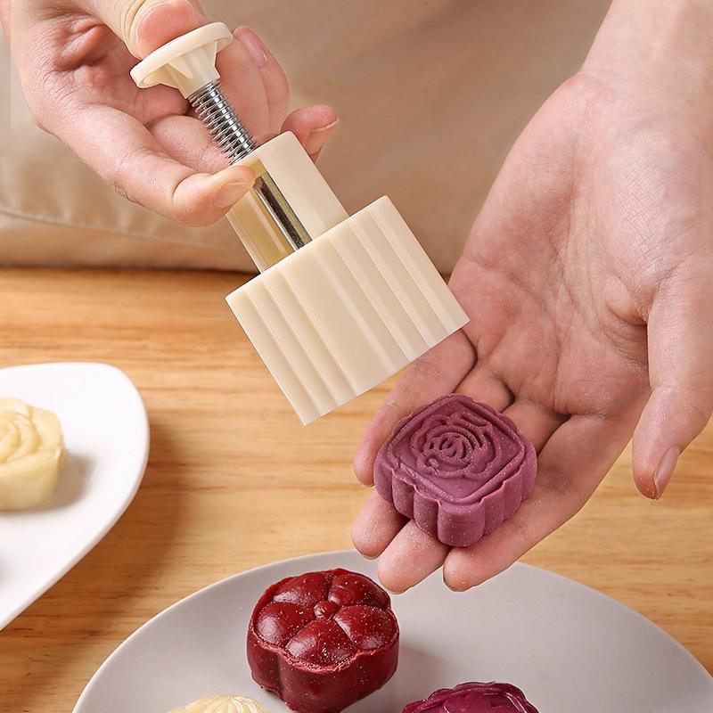 Форма для лунного пряника Праздник середины осени Форма для лунного пряника с ручным прессованием Цветок Инструменты для украшения лунного пряника Инструменты для прессования вручную