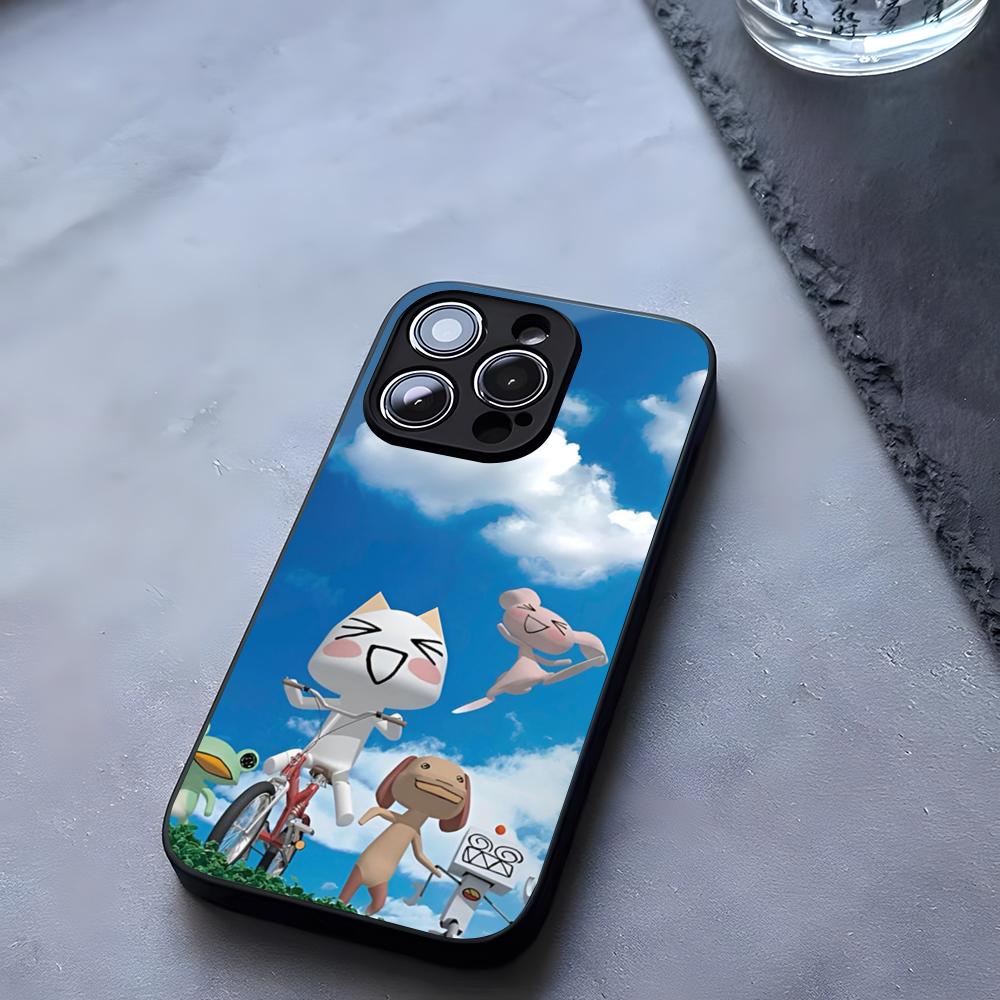 INS Cute Toro Inoue Cat Phone Case Tempered Glass For IPhone 17 13 14 16 12 15 11 Pro Max Plus Mini X XR SE2020 Coque