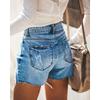 Рваные джинсовые шорты с высокой талией для женщин