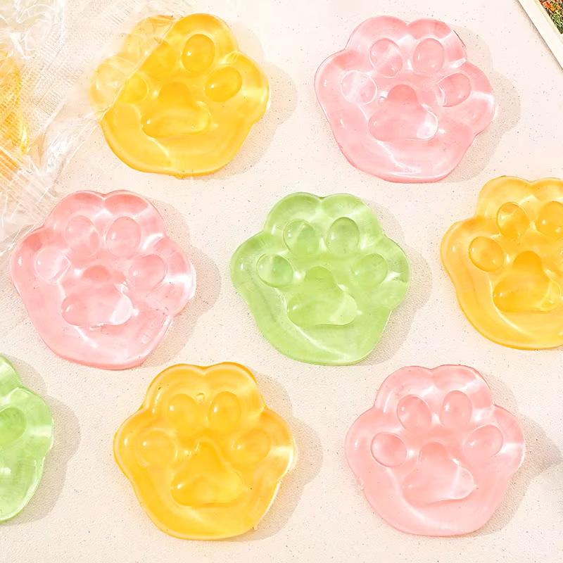 Cute Cat Paw Squeeze Toy Slow Rebound Transparent Stress-Relief Sticky Toy Cartoon Stress-Relief And Pressure-Relieving Toy